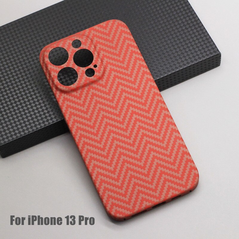 Amstar Orange-rot carbonfaser-handyhülle für iphone 13 Profi max, ultradünne linsenabdeckung aus aramidfaser, iphone 13 Profi handyhülle: Iphone 13 Profi