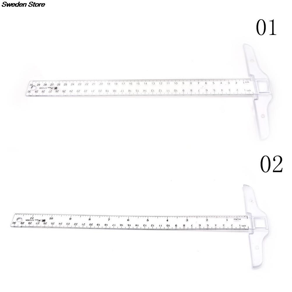 1pcs T Square Ruler 30cm Plastic T Shape Ruler Clear Transparent Measurements Straight Ruler Measure Tool Tool Parts