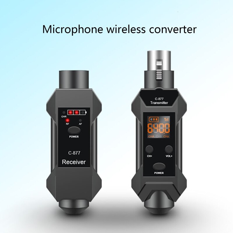 Microphone Wireless System XLR Transmitter &amp;Receiver for Dynamic Mic Audio Mixer Mic Adapter with 6.35mm XLR Adapter