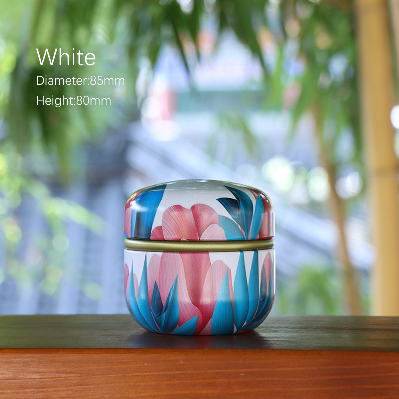 Tinplate Sealed Tea Storage Box Scented,Tea, Confectionery Food Packaging Container Tea Bag Organizer: White