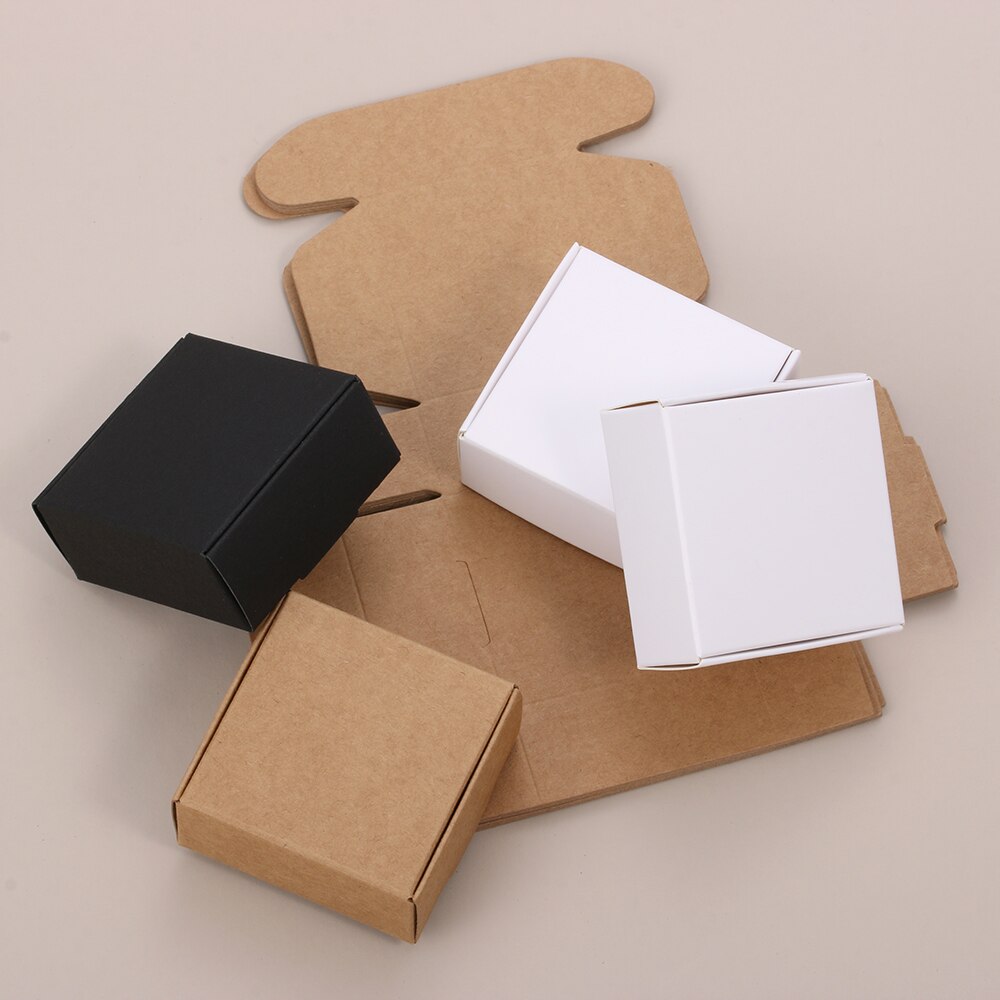 10 stks/pak Handgemaakte Snoep Sieraden Verpakking Wikkelen Karton Kleine Kraftpapier Verpakking Vierkante Bodem Geschenkdozen