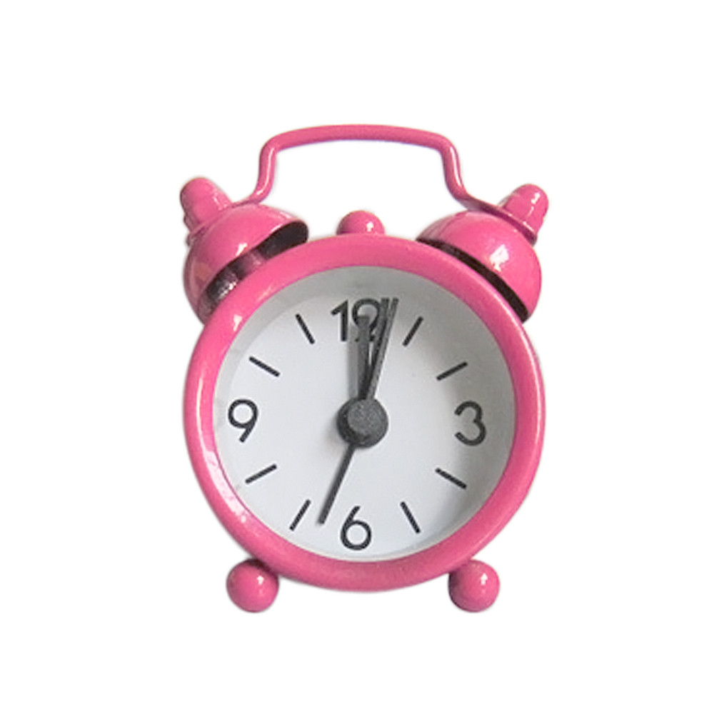 Cute Mini Metal Small Alarm Clock Electronic Small Alarm Clock Room Decoration Electronic Clock Children's Room Decor: Pink 