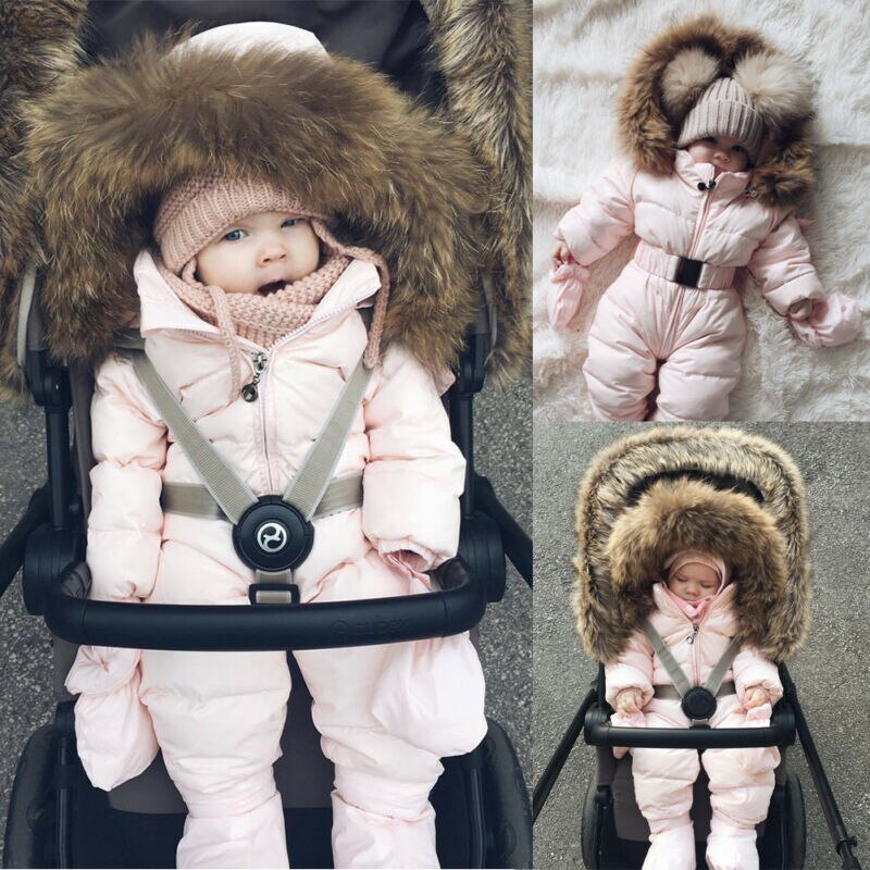 Baby Girl Clothes Toddler Baby Winter Clothes Girl Hooded Down Coat Jacket Outwear Romper 1-Piece