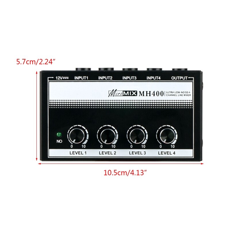MH400 Ultra Low-Noise 4-Channel Line Mixer Mini Mixer &amp; 1/4-inch TS Inputs Output Volume Control for Guitars Bass
