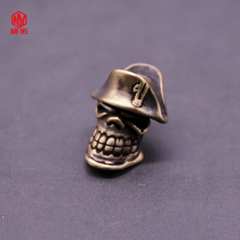 1Pc Retro Messing Koper Schedel Mes Kralen Pirate Captain Paracord Kralen Lanyard Hangers