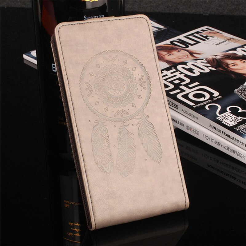 Hongbaiwei voor nokia 5 hoesje, reliëf leren hoesje voor nokia 5 flip case, verticale achterkant, magnetische beschermhoes: Fl grijs