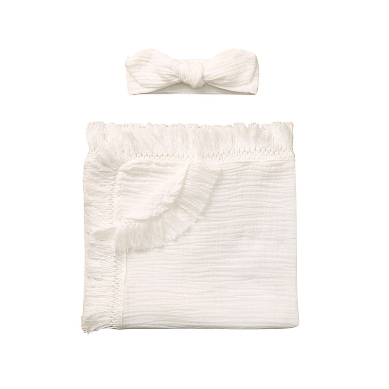 de algodón infantil mantas bebé recién nacido mantas borla sólida Swaddle dormir de fotografía recién nacido Manta: D