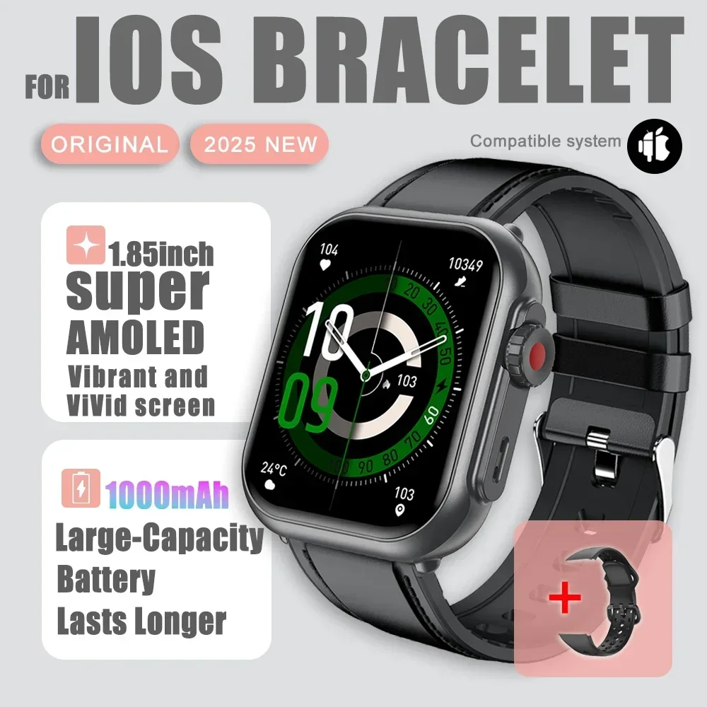 2025 novo relógio ultra 2 se masculino feminino 1000mah gps track watch freqüência cardíaca 100 + esporte bt chamada à prova dwaterproof água relógio inteligente para ios android: Vermelho
