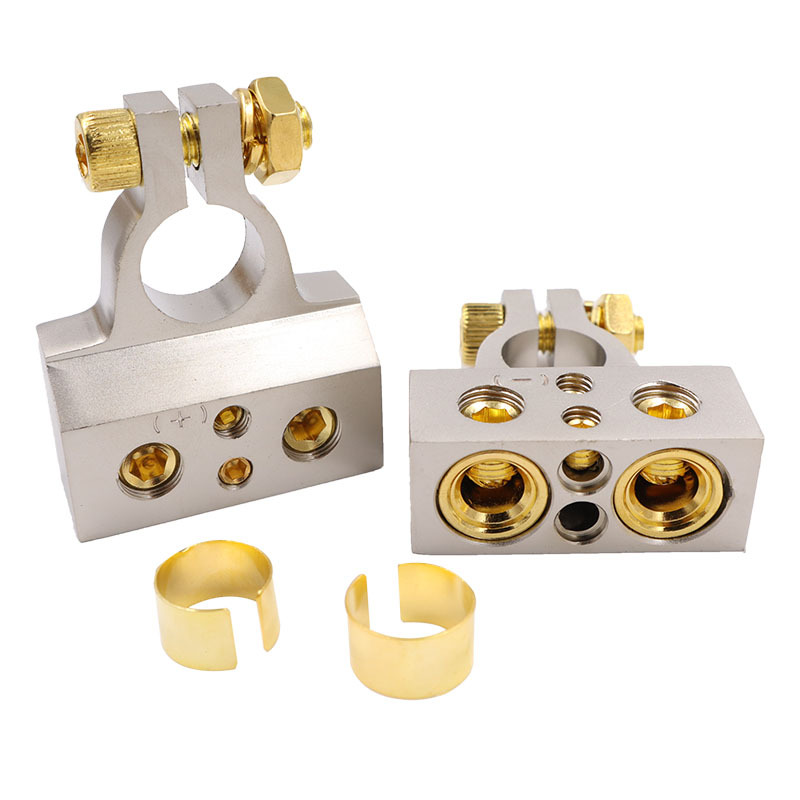 Battery Terminal Connectors 0/2/4/6/8/10 AWG Battery Terminals Car Marine Battery Terminal Connector with Shims Protector Cover: Silver