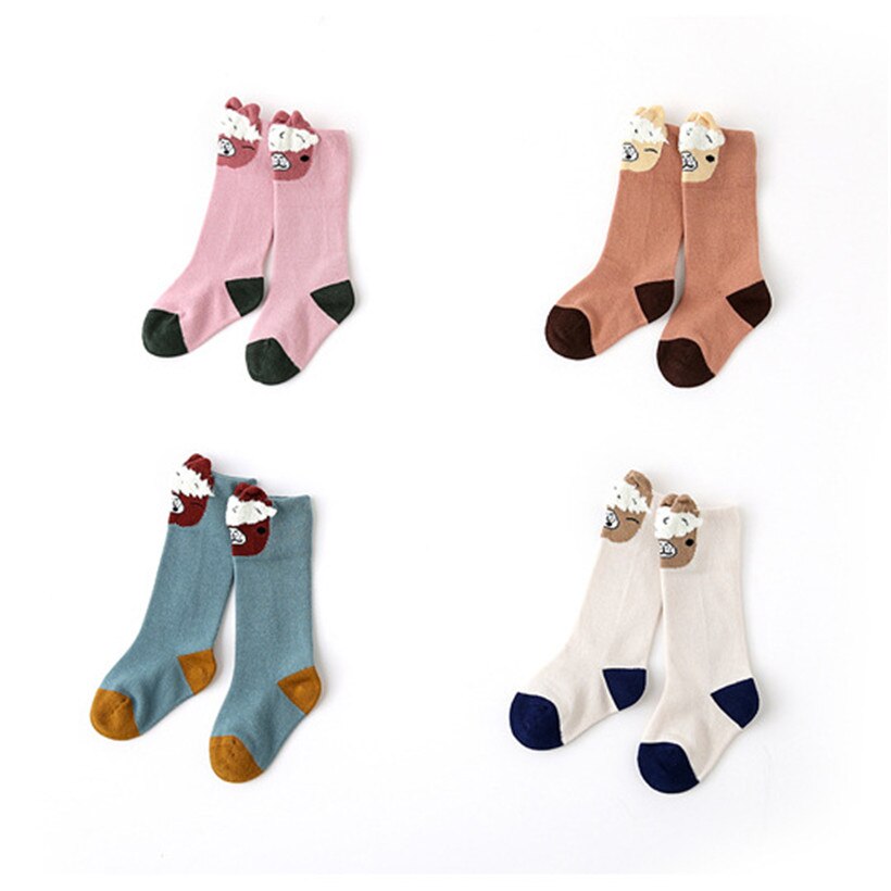 Unisex Baby Sokken 4 pairs Schattige Pure Katoen Cartoon Patroon Peinted Korte Sokken Peuter Kid Winter Warm Anti-skip sokken