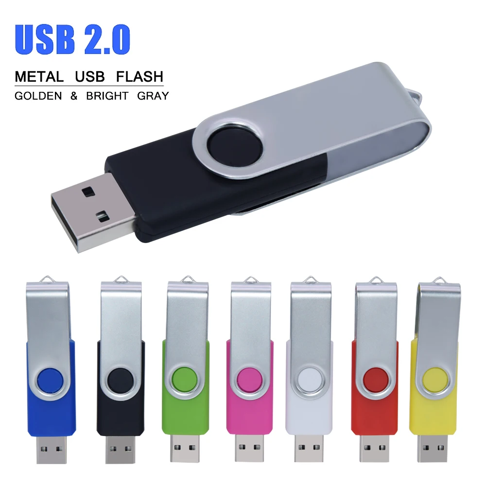 Pendrive giratorio de Metal, de 32GB unidad Flash usb, 16 Giga, 64 128 GB, 2,0