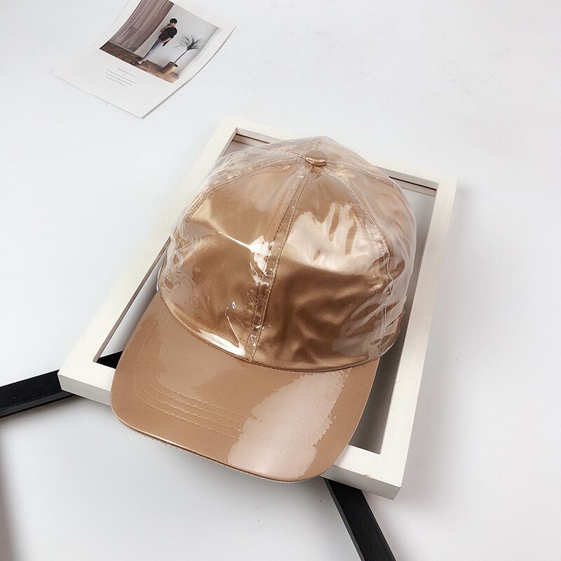 Adjustable Women Solid color Cotton PVC Baseball Caps Outdoor Sun Hat: gold