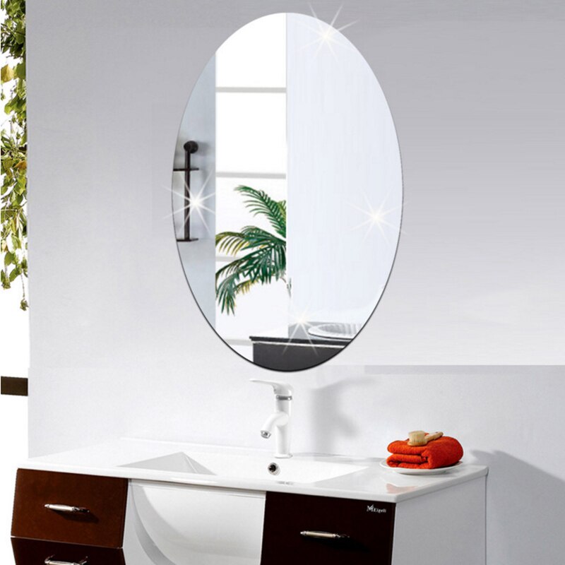 Muursticker 3D Spiegel Effect Verwijderbare Rechthoek Ovale Achtergrond Decoratie Voor Thuis AUG889