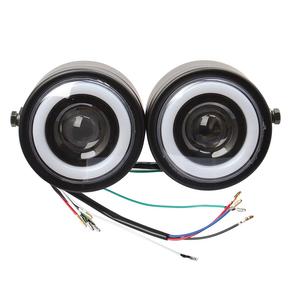 Angel Eye Twin Headlight Motorcycle Head Lamp Universal Fit for Street bike-Harley-Yamaha-Kawasaki-Suzuki 1 Pair