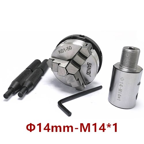 Sanou K01-50 chuck 50mm 2" LATHE Chuck three Jaw Manual mini Self-Centering Chuck Connecting rod Connector for CNC M14 adapter: K01-50-14mm