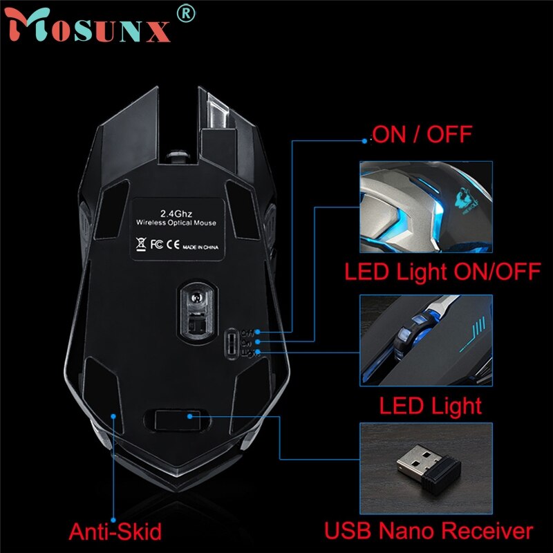 Mus raton genopladelig  x7 trådløs lydløs led baggrundsbelyst usb optisk ergonomisk gaming mus til pc bærbar computer mus