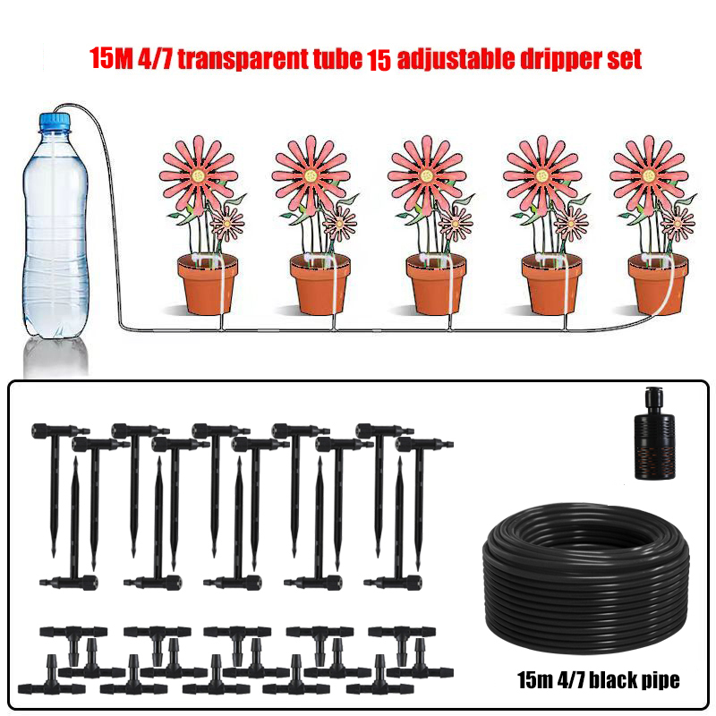 Garten Schwarz Einstellbare ventil Tropf Bewässerung Kit Topfpflanze Bewässerung Gerät 4/7mm Schlauch Bewässerung Sparen MicroDripper Gewächshaus: Burgunderrot