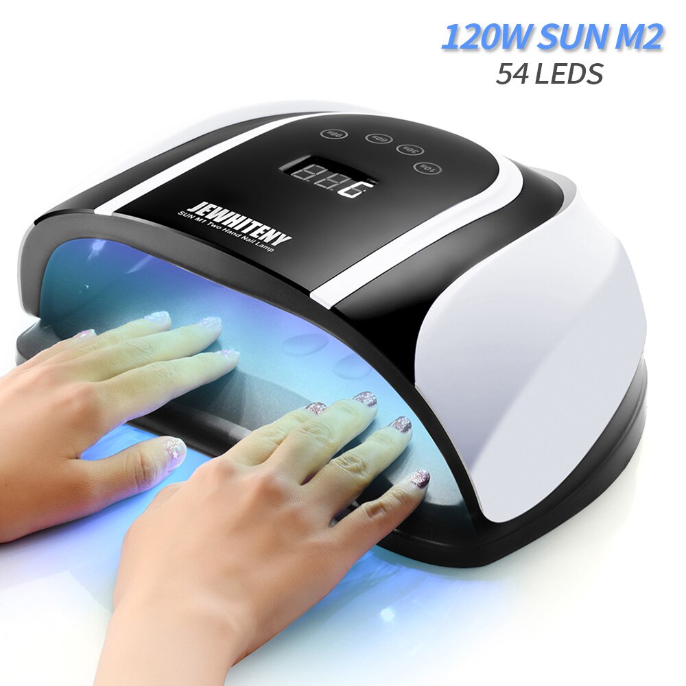Lámpara de uñas LED UV de 120W, 54 Uds., LED de alta potencia para esmalte de Gel, curado de esmalte de Gel con detección de movimiento: Black SUN M2