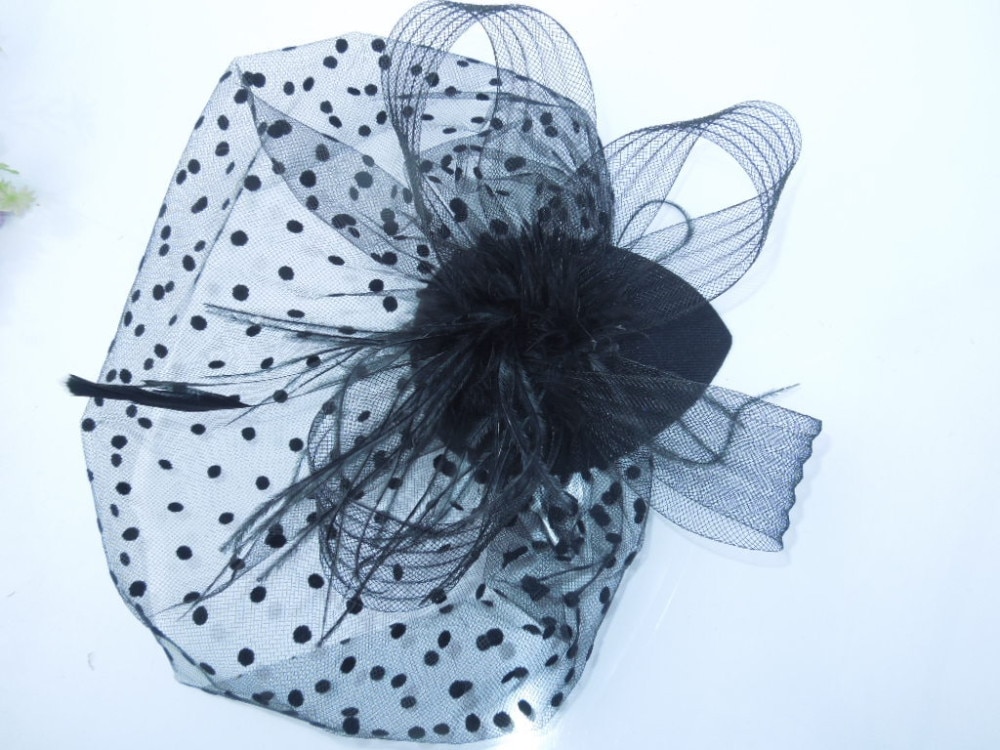 Elegante preto feminino chapéus de noiva e fascinadores headpiece senhora rosto véus dot net com lssuing bandana acessórios de casamento