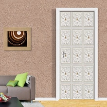European White Pattern DIY Self-adhesive Door Sticker PVC Waterproof Wall Mural Wallpaper For Bedroom Living Room Door 3D Decals