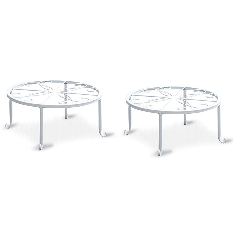 Żelazna roślina doniczkowa, biała, 2 sztuki, odporna na rdzę okrągła ciężka donica ogrodowa: Default Title