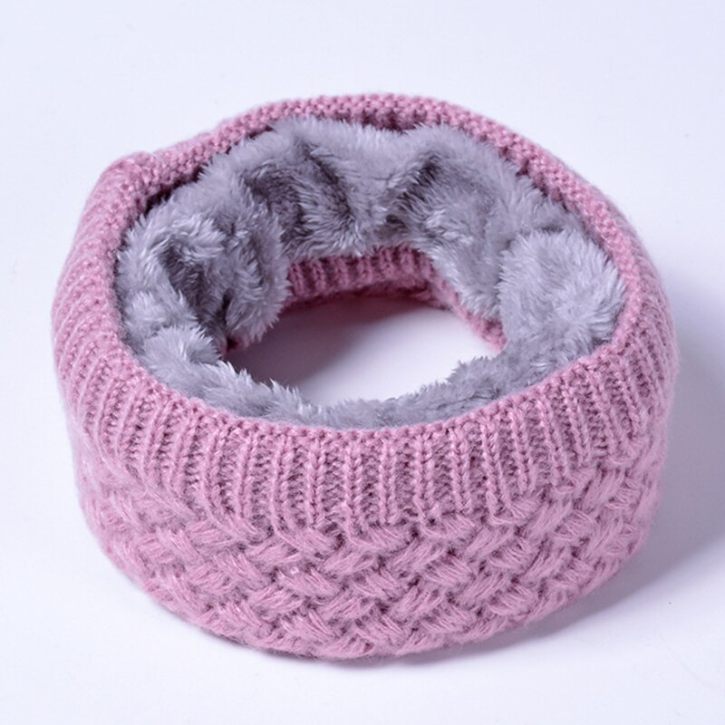 Winter warme sjaal voor vrouwen gebreide halsdoeken ringen pluche kinderen mannen kraag ring vrouwelijke foulard halsdoek: Roze