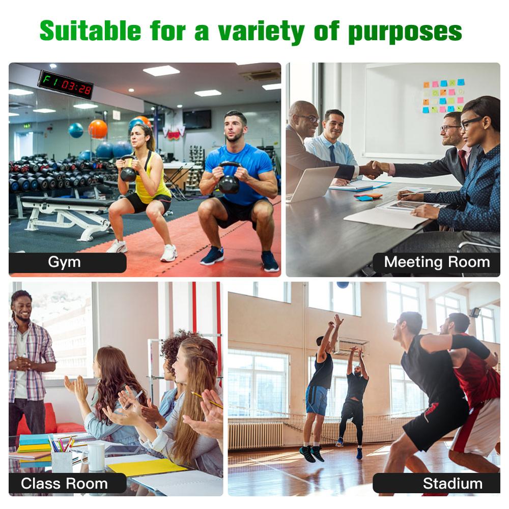 1.5inch 6 digit LED Timer Boxing GYM Crossfit tabata EMOM interval Programmable Countdown/UP stopwath Real time clock