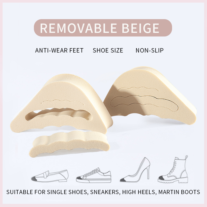 1 par almofada de inserção do antepé para mulheres salto alto toe plug meia esponja sapatos almofada pés enchimento palmilhas: Bege