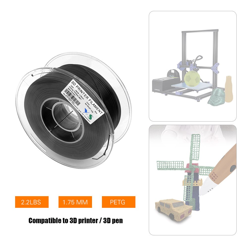 3D Printer PETG Filament Printing Filaments 1.75mm Dimensional Accuracy High Tenacity 3D Printing Consumables 1KG Spool Nature