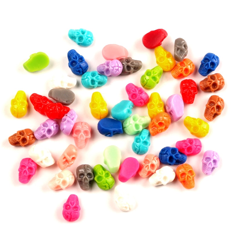 50 stks Gemengde Schedel Hars Decoratie Ambachten Kralen Plaksteen Cabochon Scrapbook Kawaii DIY Embellishments Accessoires