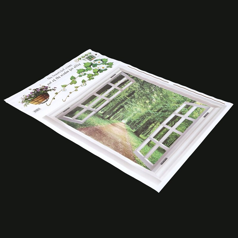 Huge Window 3D Green View Flowers Plant Wall Stickers Art Mural Decal Wallpaper