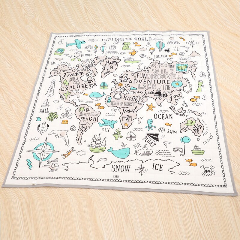 120*120CM Square World Map Kids Play Mat Carpet Baby Activities Child Crawling Mat Waterproof Baby Floor Mat Carpet Home Decor