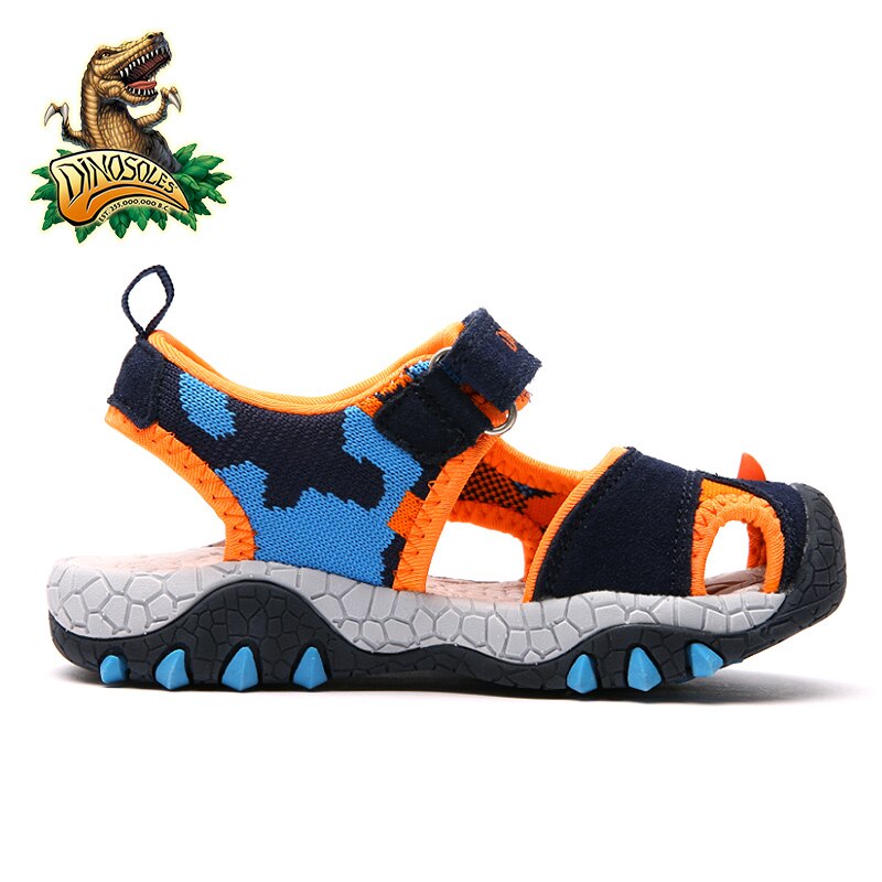 Dinoskulls sommarskor pojke lyser upp läder barn sandaler 3d dinosaurie barn strandskor led barn toddler sandaler