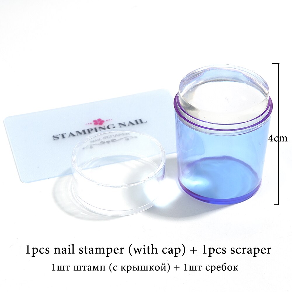 Silicone Nail Stamper Soft Jelly Clear Nail Stamp Scraper Set French Stamping Plates Model Manicure Stencils Tools GL1031