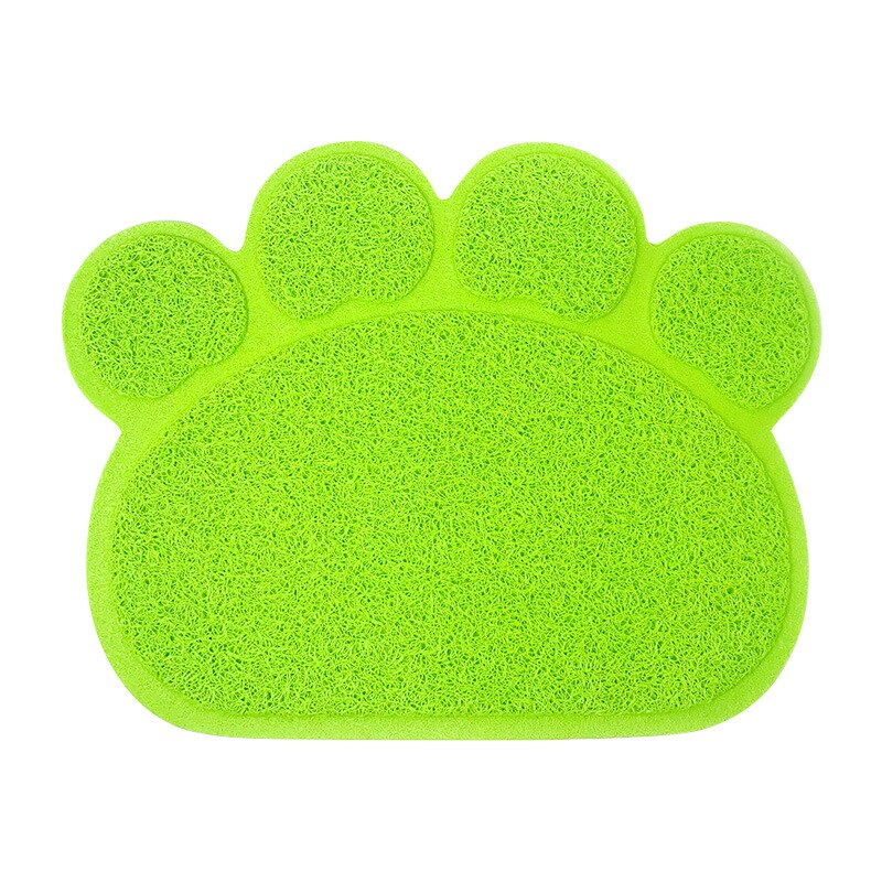 Tapis de litière imperméable en PVC pour chat, bol d'alimentation pour animaux de compagnie, napperon antidérapant, piège à litière, imprimé patte, tapis pour chien, facile à nettoyer: Green