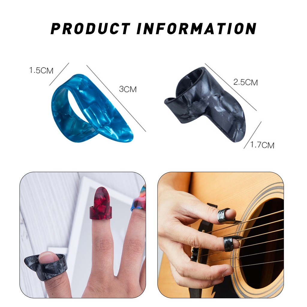 Plúas de guitarra, funda para pulgar, púas para bajo eléctrico acústico, ukelele, púas para guitarra, 4 Uds., 1 pulgada + 3 dedos