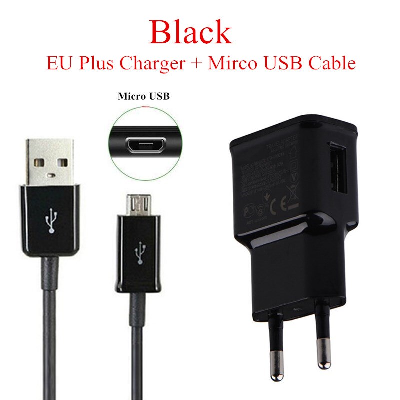 Eu-stekker usb-lader type c-wandadapter mobiele telefoon microdata-opladen voor nokia 2.1 3.1 5.1 6.1 plus 8 sirocco 9 5 6 opladen: Micro usb zwart