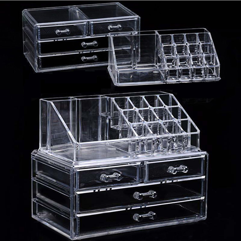 Acrylic transparent Makeup Organizer Storage Boxes Make Cosmetics Brush Organizer home Drawers Cotton Swabs Stick Storage case