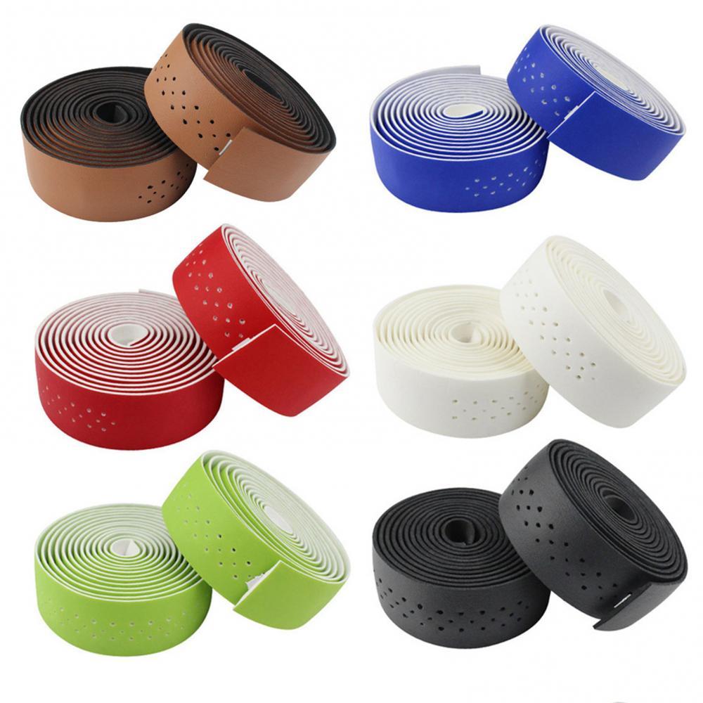 2Pcs Bike Handlebar Tapes Faux Leather Perforated Handle Straps Riding Supplies Wrap Guidoline Fixing Straps Bicycle Accessories