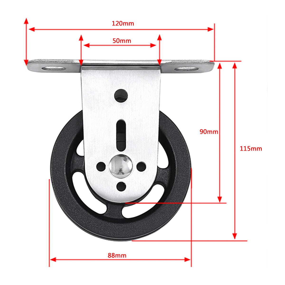 Fitness Pulley Cable System Aluminum Alloy Nylon Grooved Pulley Wall-mounted Rotating Silent Pulley DIY Lat Pulldown Attachments: 2