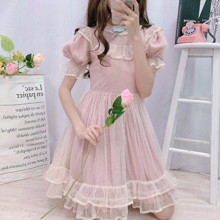 summer cute Japanese sweet Lolita Dress kawaii clothing renaissance victorian dress loli tea party dresses for women