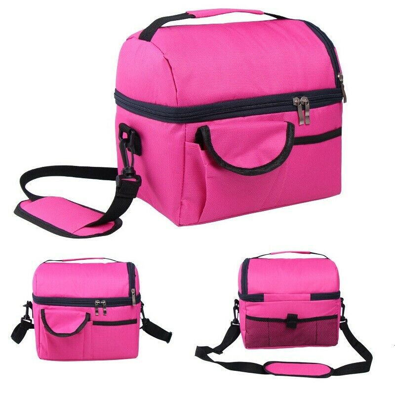 Insulated Lunch Box Tote Bag Travel Men Women Adult Cold Food Thermal Cooler 8L: rose Red