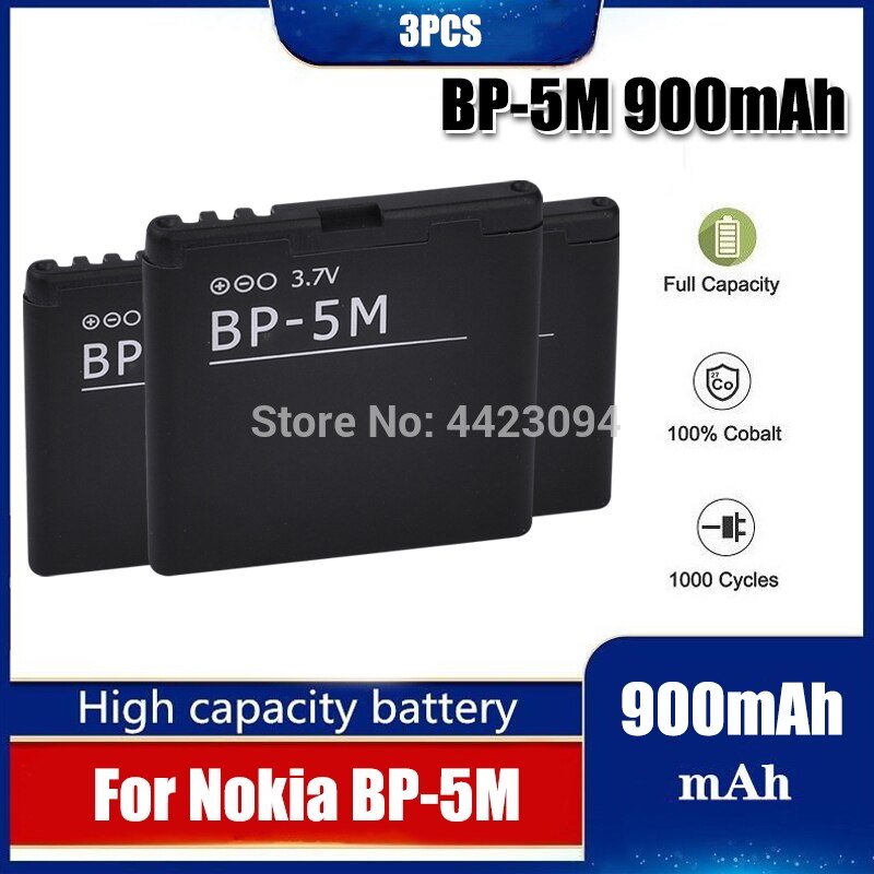 BP-5M BP 5M BP5M Batterie Für Nokia 5700 5610 5611 5710 5611XM 5700XM 5710 XM 6110 6200c 6220C 6220 6500S 7379 7390 8600: 3Stck