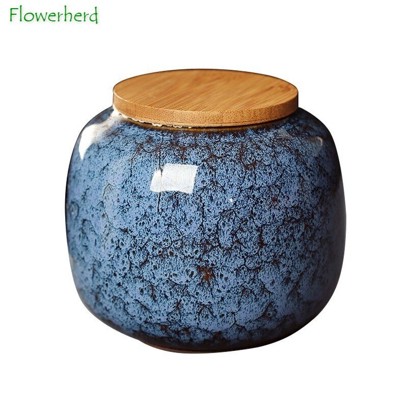 650ml Sealed Ceramic Porcelain Tea Caddy Teaware Pot Kiln To Tea Pot Household Storage Container Tea Container Ceramic Container