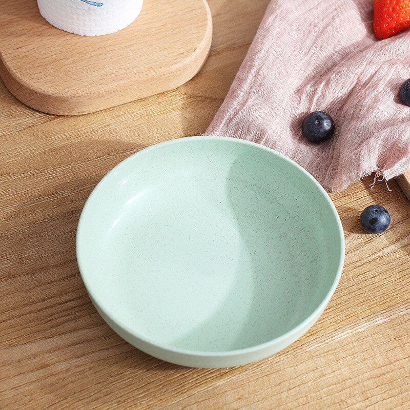 Pajita de trigo de color sólido de estilo japonés, plato de Sushi para aperitivos, mesa de comedor redonda, plato de basura, accesorios de cocina: Green (single)