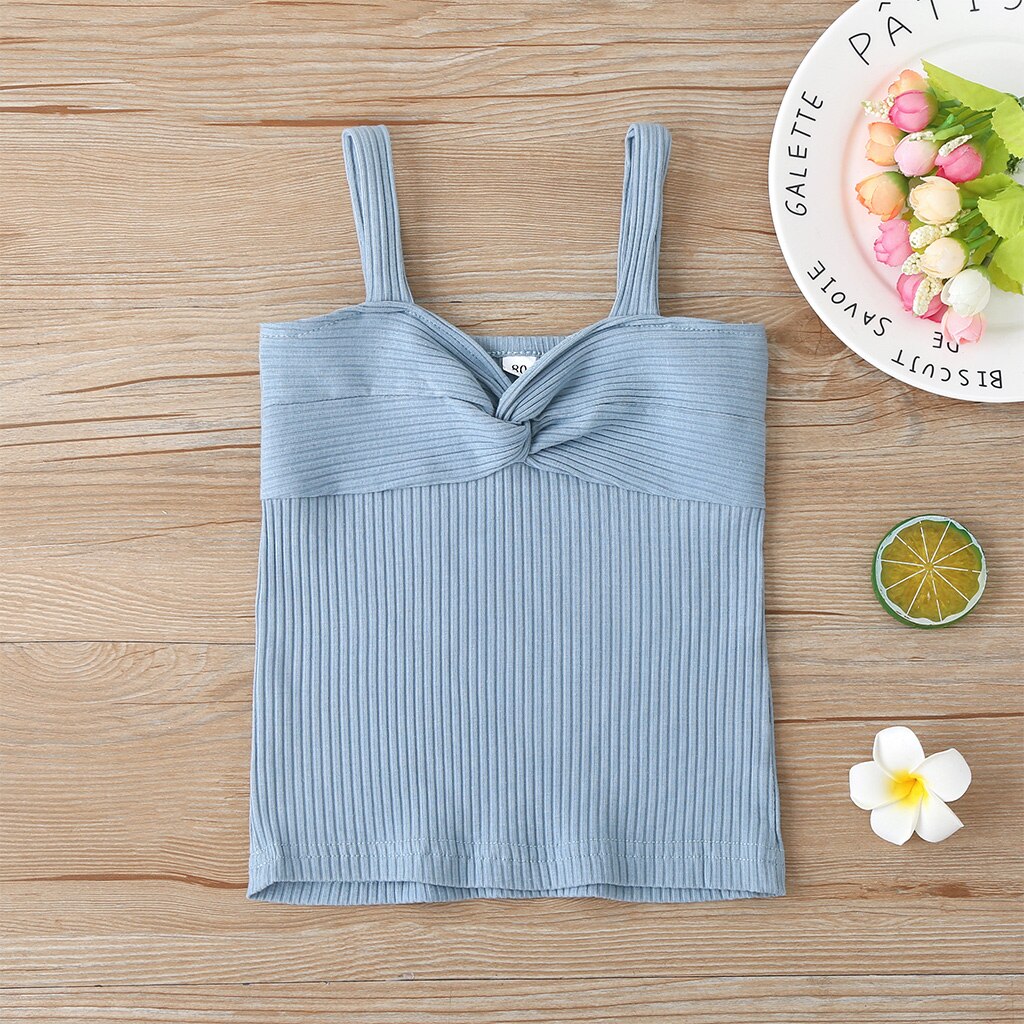 9M-3Years Sling Mouwloos Vest Voor Peuter Baby Baby Meisjes Zomer Effen Kleur Tops: Blauw / 12m