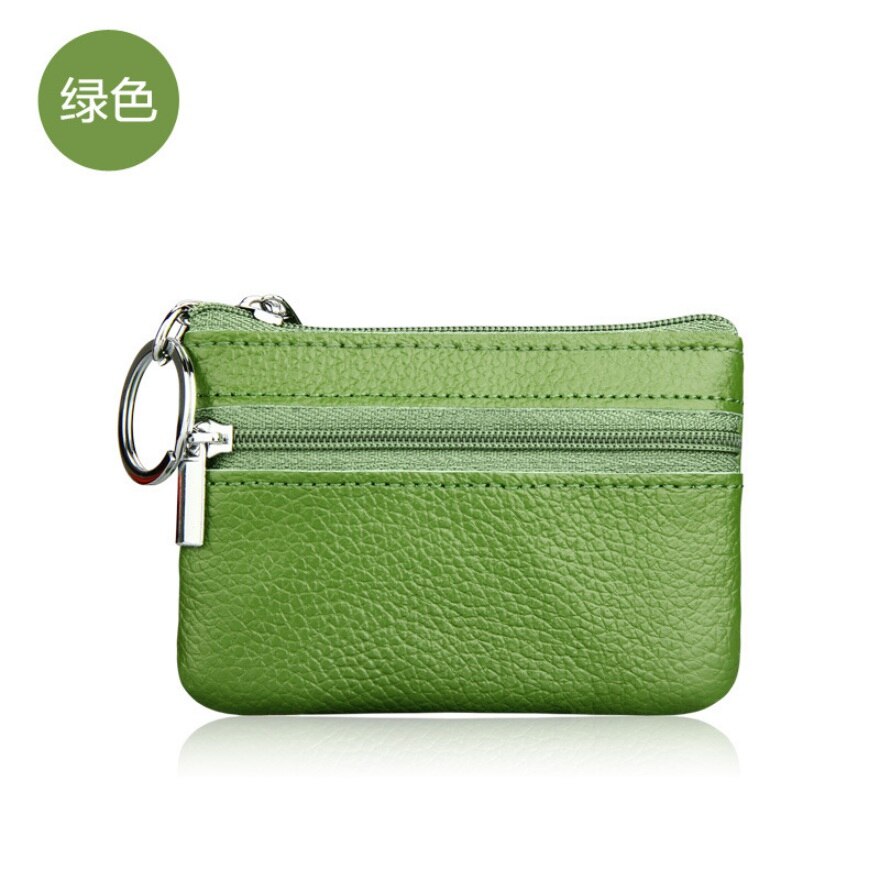 Brand Women Vintage Faux Leather Coin Purse Lady Short Small Coin Purse Soft Wallet Clutch Two Zipper Bag: Green