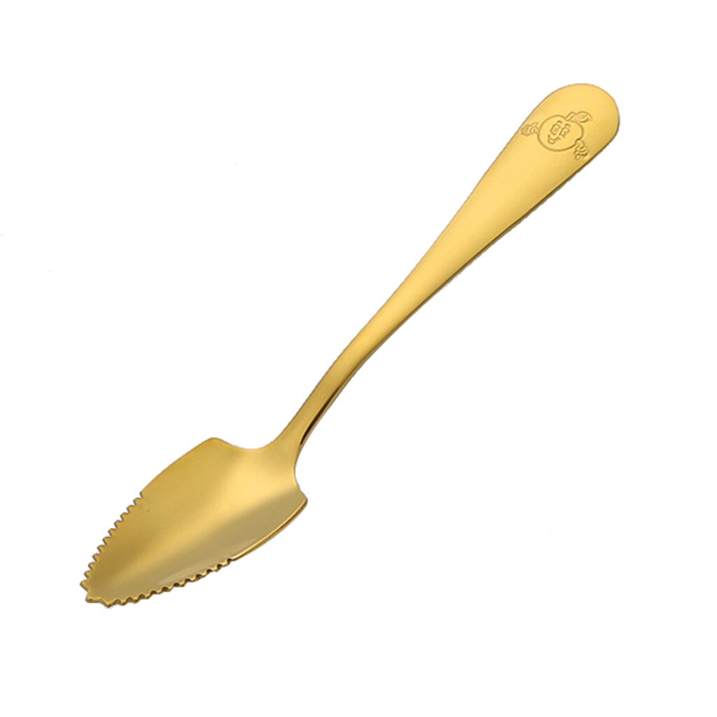 Kitchen Fruit Mud Spoon Stainless Steel Fruit Scraping Mud Spoon Baby Food Supplement Tool With Saw Tooth для кухни повесить: Gold
