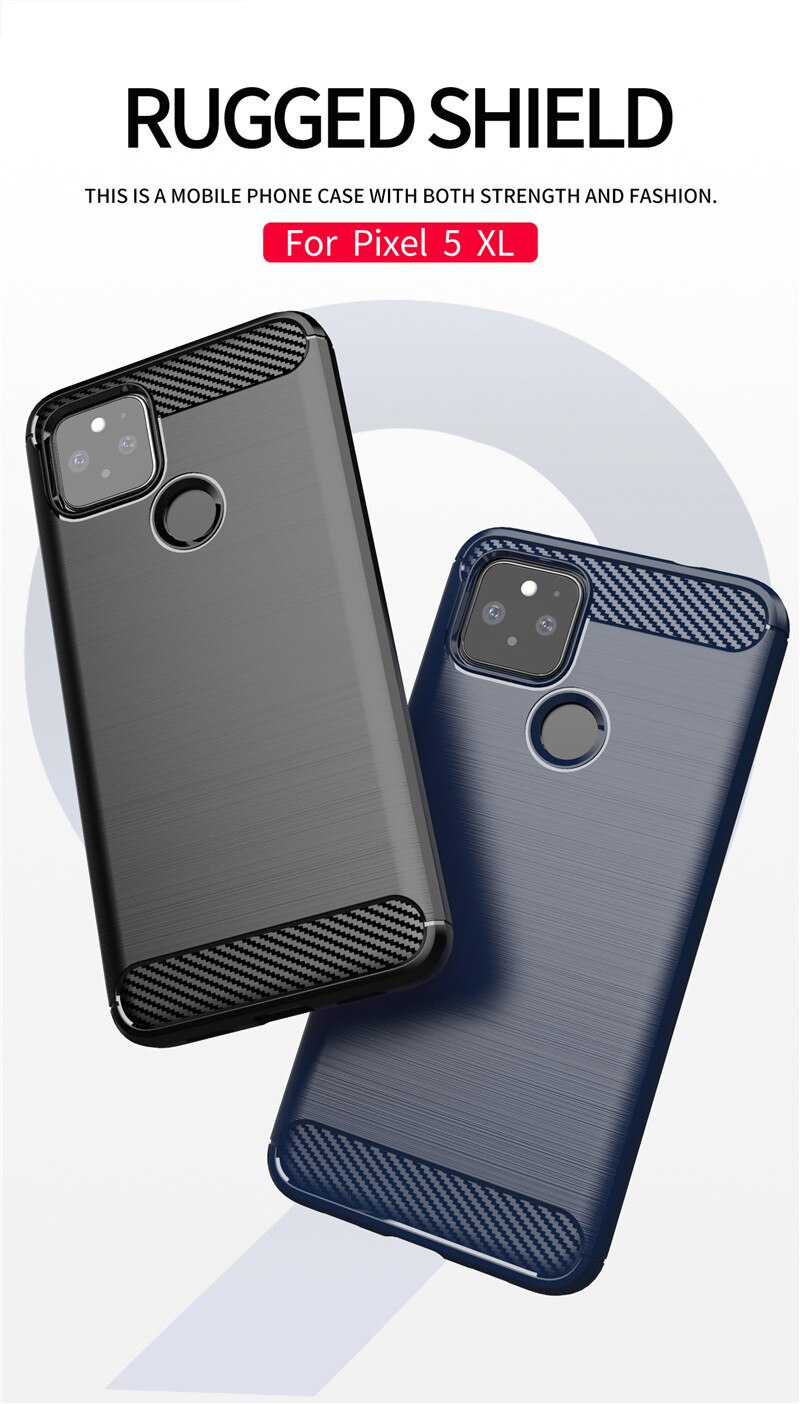 Carbon Fiber For Google Pixel 4a 5G Case + Tempered glass Soft Protection TPU Silicon Gel Skin Google Pixel 5 Cover