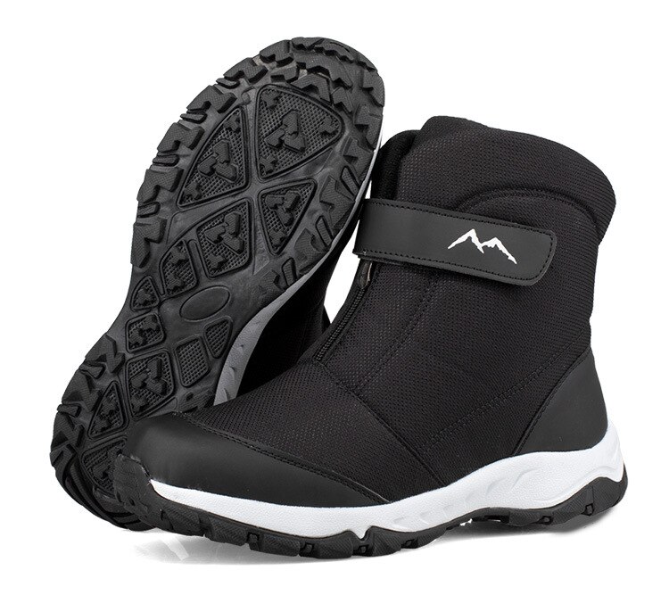 WEH Männer Stiefel Winter Stiefel Männer Schnee Stiefel rutsch Winter Schuhe dicken pelz stiefel für mann Plus velve Outdoor Casual Schuhe: Black / 42